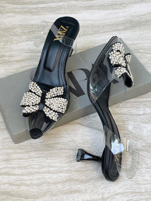 Butterfly pearl heels