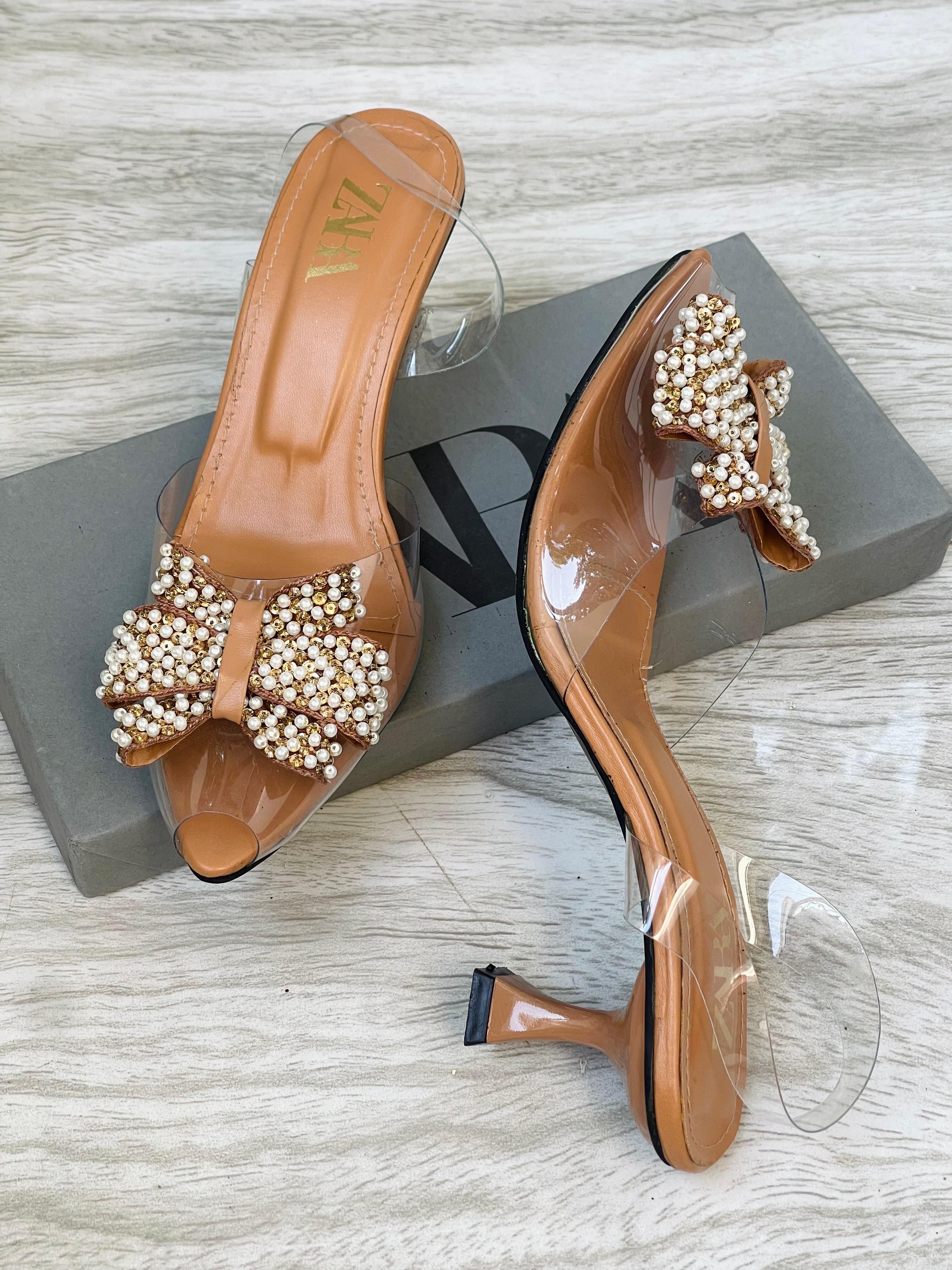 Butterfly pearl heels