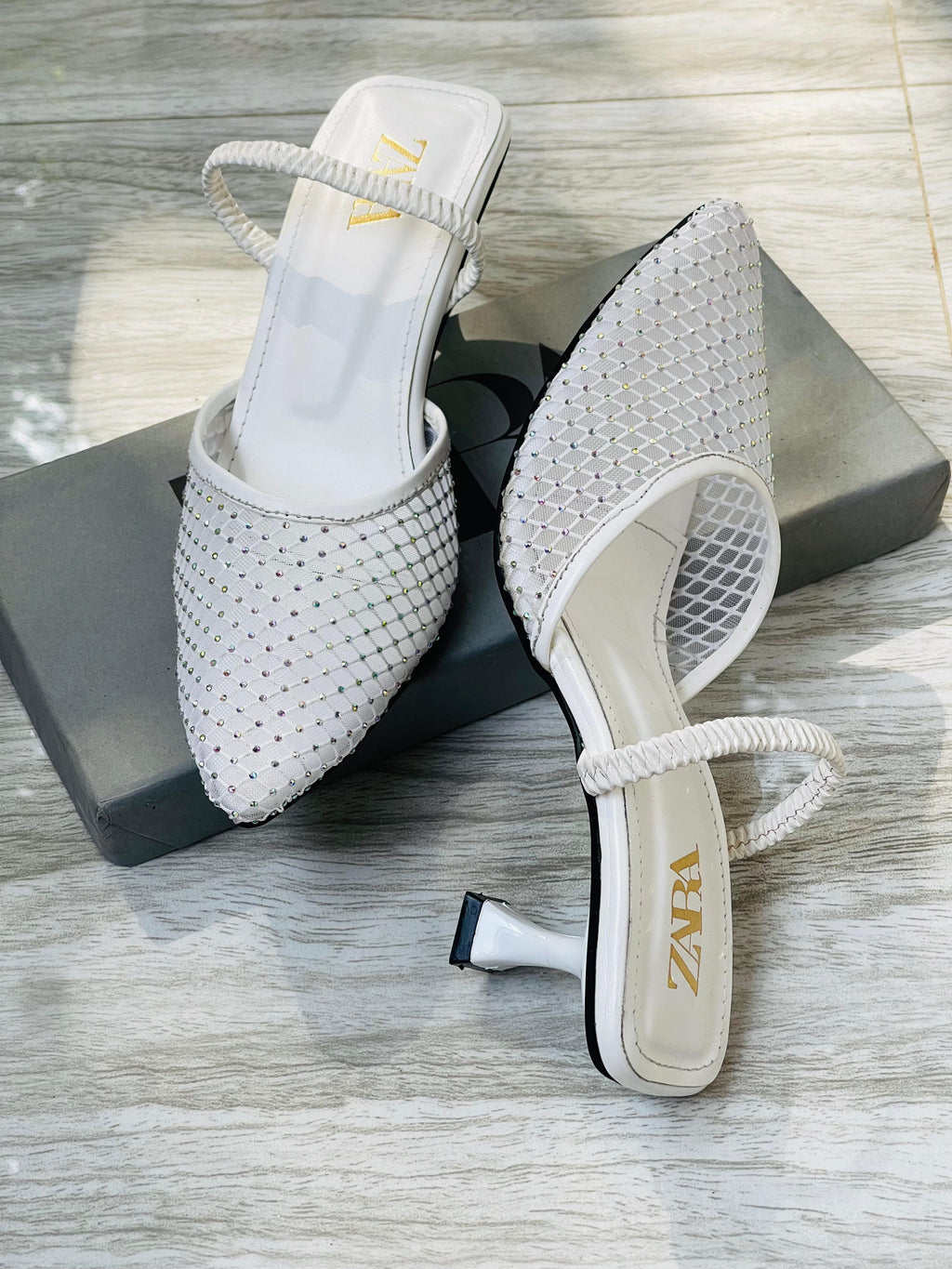 White Stone heels